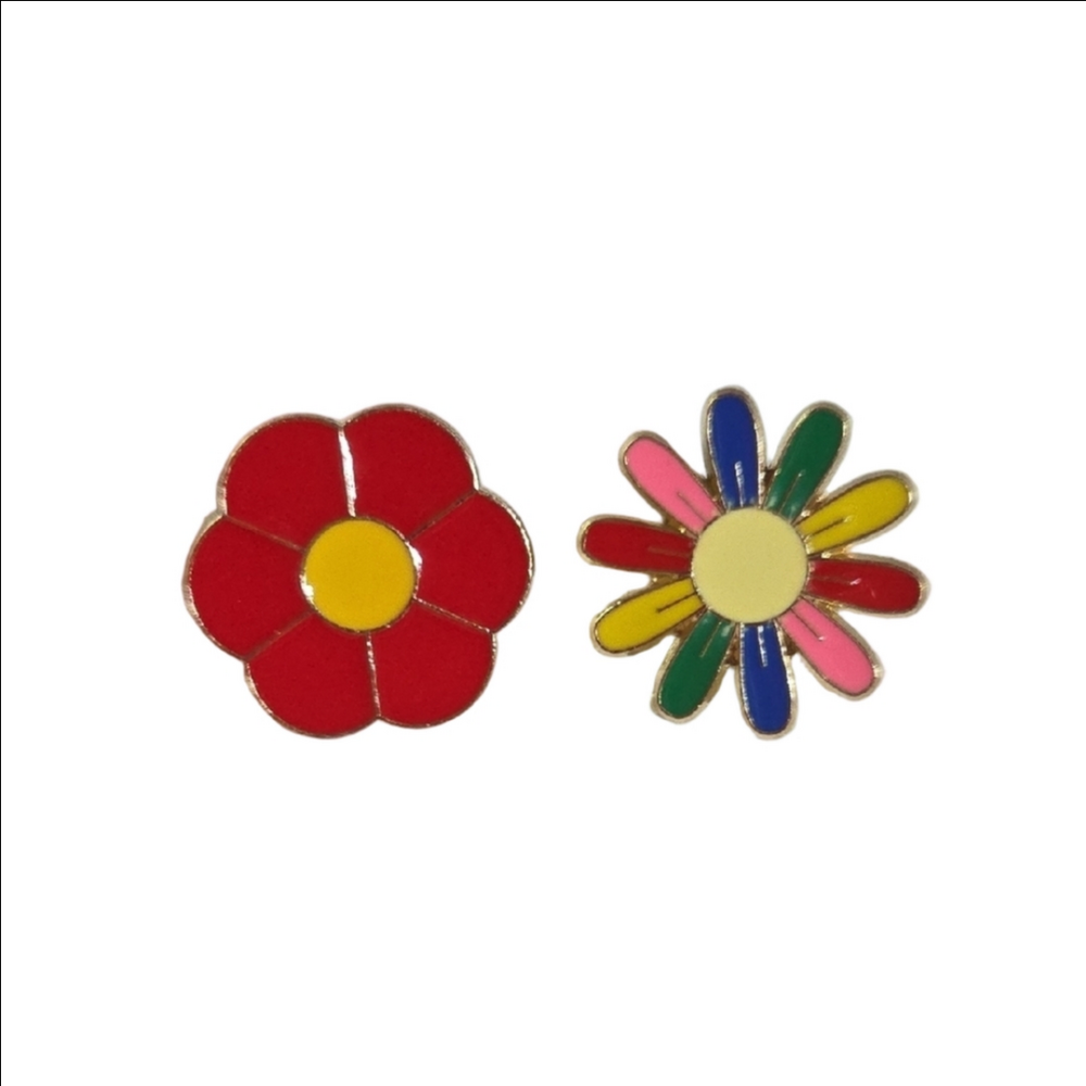 Flower Enamel Pin Set Colorful - Picture 1 of 3